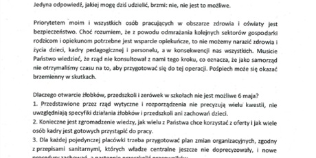 List Prezydent Gdańska Pani Aleksandry Dulkiewicz do Rodziców i Opiekunów dzieci