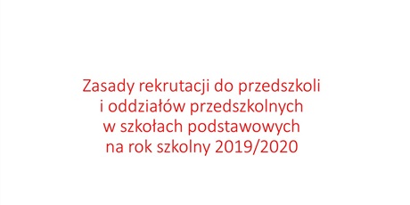 Zasady rekrutacji do przedszkoli 2019/2020