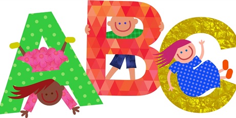 Powiększ grafikę: Obrazek przedstawia kolorowe litery ABC i rysunkowe postaci uśmiechniętych dzieci.
